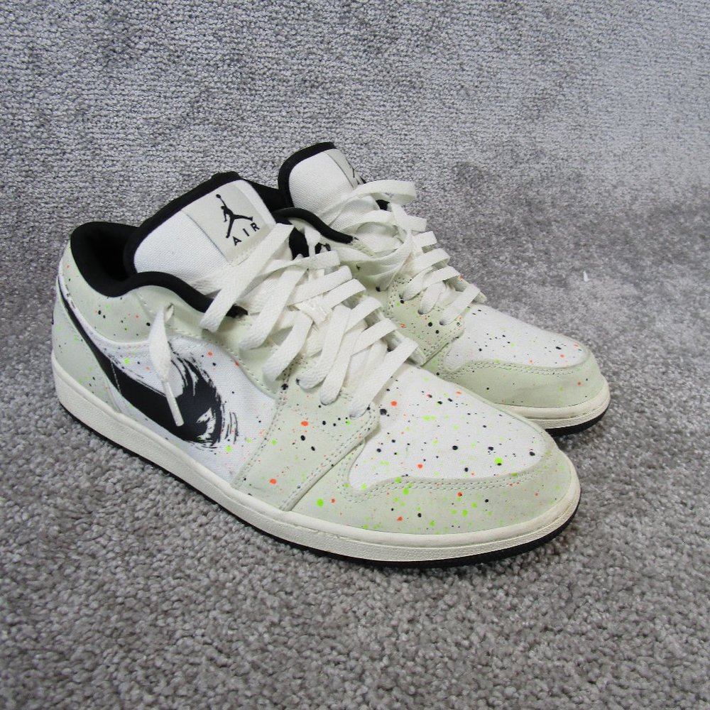 Jordan 1 Low Mens Size 11 Sneakers Brushstroke Sneakers Gray Splatter Shoes